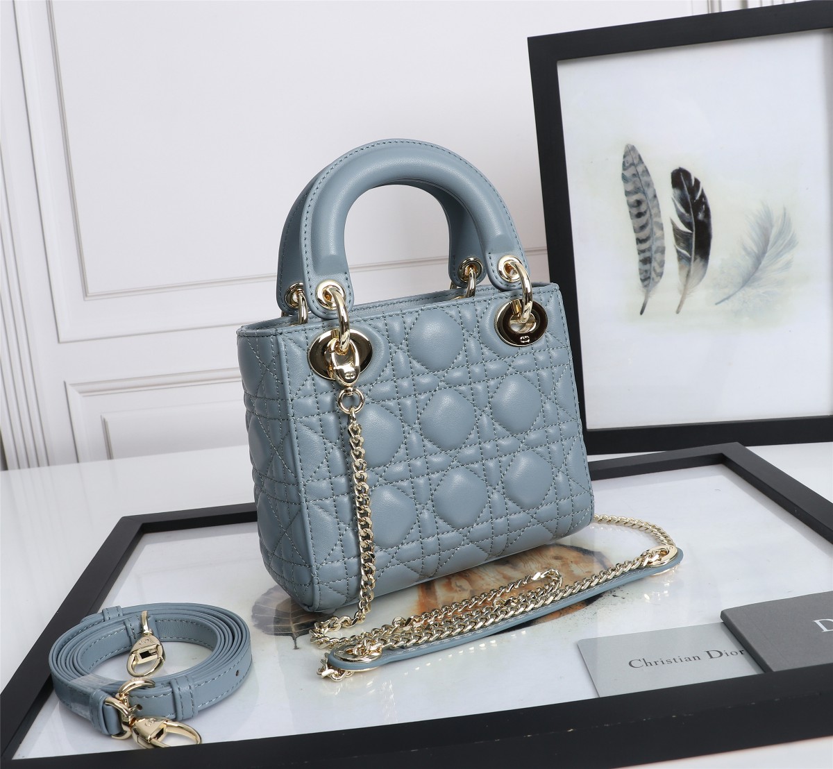 Mini Lady Dior Bag Sky Blue Cannage Lambskin